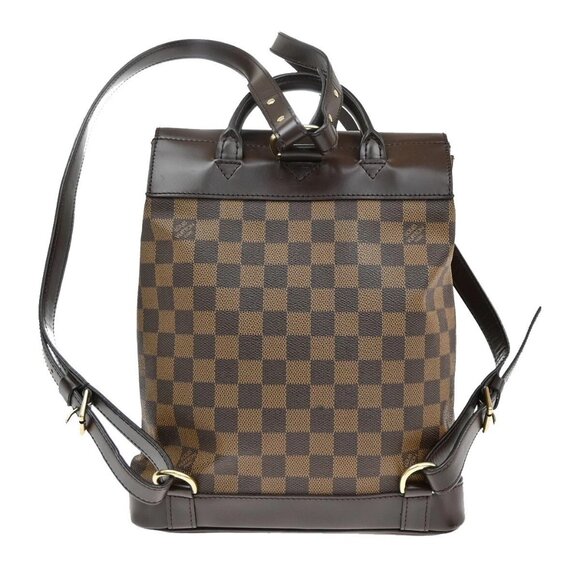 LOUIS VUITTON Logo Soho Backpack Bag Damier Ebene Leather Brown N51132 42YH493 - Picture 4 of 15